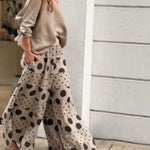 Fashion Slant Shoulder Top Polka Dot Print Pants Matching Set