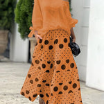 Fashion Slant Shoulder Top Polka Dot Print Pants Matching Set