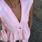 Urban Casual Deep V-neck Tank Top and Wide Legs Pants Set