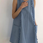 Nadorine Women's 2026 Summer Cute Ruffle Trim Sleeveless Mini Vest Dress with Pockets Casual Beach Sundress