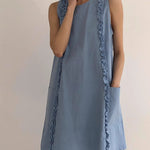 Nadorine Women's 2026 Summer Cute Ruffle Trim Sleeveless Mini Vest Dress with Pockets Casual Beach Sundress