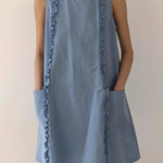 Nadorine Women's 2026 Summer Cute Ruffle Trim Sleeveless Mini Vest Dress with Pockets Casual Beach Sundress
