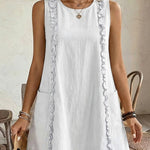 Nadorine Women's 2026 Summer Cute Ruffle Trim Sleeveless Mini Vest Dress with Pockets Casual Beach Sundress
