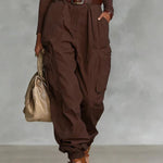 Casual Street Style High Waist Cargo Joggers