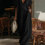 Nadorine Women's 2026 Summer Deep V Neck Maxi Dress Loose Casual Flowy Long Sundress Vacation Beach Resort