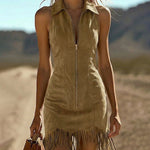 Nadorine Women's 2026 Summer Sleeveless Bodycon Tassel Fringe Mini Dress Slim Fit Going Out Party Night Club