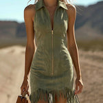 Nadorine Women's 2026 Summer Sleeveless Bodycon Tassel Fringe Mini Dress Slim Fit Going Out Party Night Club