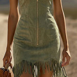 Nadorine Women's 2026 Summer Sleeveless Bodycon Tassel Fringe Mini Dress Slim Fit Going Out Party Night Club