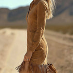 Nadorine Women's 2026 Western Cowgirl Tassel Fringe Shirt Dress Long Sleeve Short Country Concert Festival Outfit