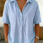 Nadorine Classic Casual Snap Button Short Sleeve Shirt for Women Casual Loose Business Casual 2026 | Under $40