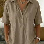 Nadorine Classic Casual Snap Button Short Sleeve Shirt for Women Casual Loose Business Casual 2026 | Under $40