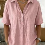 Nadorine Classic Casual Snap Button Short Sleeve Shirt for Women Casual Loose Business Casual 2026 | Under $40