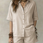 Summer Resort Vibes Short Sleeve Shirt and Shorts Set