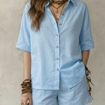 Summer Resort Vibes Short Sleeve Shirt and Shorts Set