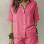Summer Resort Vibes Short Sleeve Shirt and Shorts Set