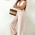 Chic Jacquard Texture Vacation Sleeveless Vest Pants Matching Set