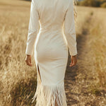 Nadorine Women's 2026 Western Cowgirl Suede Tassel Fringe Dress Long Sleeve Maxi Dress Country Concert Festival