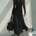 Nadorine Women's 2026 Elegant Mesh Splicing Maxi Dress Sleeveless Sheer Overlay Evening Party Wedding Guest