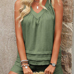 Vacation Leisure Double Layered Halter Top and Shorts Set