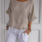 Nadorine Stylish Casual Round Neck Ruffled Hem T-Shirt for Women Cute Summer Casual 2026 | Under $40