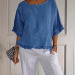 Nadorine Stylish Casual Round Neck Ruffled Hem T-Shirt for Women Cute Summer Casual 2026 | Under $40