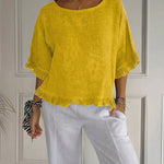 Nadorine Stylish Casual Round Neck Ruffled Hem T-Shirt for Women Cute Summer Casual 2026 | Under $40