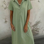Nadorine Women's 2026 Summer Linen Blend Button Down Shirt Dress Casual Long Sleeve Midi Dress Work Office Beach Vacation
