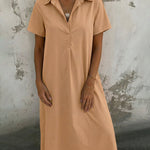 Nadorine Women's 2026 Summer Linen Blend Button Down Shirt Dress Casual Long Sleeve Midi Dress Work Office Beach Vacation