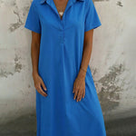 Nadorine Women's 2026 Summer Linen Blend Button Down Shirt Dress Casual Long Sleeve Midi Dress Work Office Beach Vacation