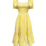 Nadorine Women's 2026 Summer Boho Plaid Square Neck Midi Dress Casual A Line Flowy Sundress with Pockets Beach Vacation