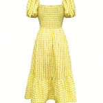 Nadorine Women's 2026 Summer Boho Plaid Square Neck Midi Dress Casual A Line Flowy Sundress with Pockets Beach Vacation