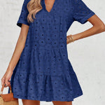 Nadorine Women's 2026 Summer Eyelet Embroidery Babydoll Mini Dress Casual Flowy Short Sleeve Cute Sundress Beach Vacation