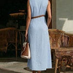Nadorine Women's 2026 Summer Sleeveless V Neck Contrast Color Block Maxi Dress Casual Elegant A Line Long Sundress
