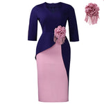 Contrast 3D Flower Half Sleeve Bodycon Party Dresses
