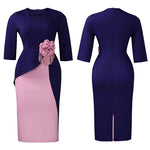 Contrast 3D Flower Half Sleeve Bodycon Party Dresses