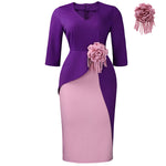 Contrast 3D Flower Half Sleeve Bodycon Party Dresses
