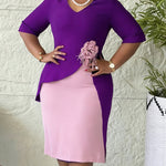 Contrast 3D Flower Half Sleeve Bodycon Party Dresses