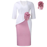 Contrast 3D Flower Half Sleeve Bodycon Party Dresses