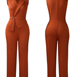 Urban Casual Sleeveless Lace-Up Wide-Leg Jumpsuit