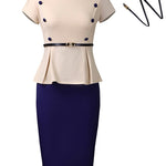 Sophisticated Contrast Knee Length Peplum Dress