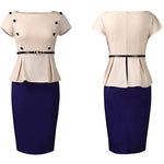 Sophisticated Contrast Knee Length Peplum Dress