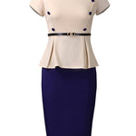 Sophisticated Contrast Knee Length Peplum Dress