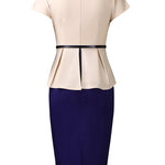 Sophisticated Contrast Knee Length Peplum Dress
