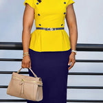 Sophisticated Contrast Knee Length Peplum Dress