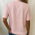 Nadorine Casual Basic Solid Color V-Neck Short Sleeve Blouse for Women Casual Work Office Loose Fit 2026 | Under $40