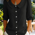 Nadorine Women's 2026 Cute Peter Pan Collar Button Down Blouse Short Sleeve Dressy Casual Work Office Elegant Top