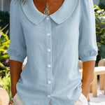 Nadorine Women's 2026 Cute Peter Pan Collar Button Down Blouse Short Sleeve Dressy Casual Work Office Elegant Top