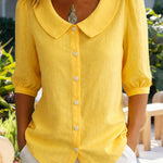 Nadorine Women's 2026 Cute Peter Pan Collar Button Down Blouse Short Sleeve Dressy Casual Work Office Elegant Top