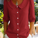 Nadorine Women's 2026 Cute Peter Pan Collar Button Down Blouse Short Sleeve Dressy Casual Work Office Elegant Top