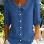 Nadorine Women's 2026 Cute Peter Pan Collar Button Down Blouse Short Sleeve Dressy Casual Work Office Elegant Top